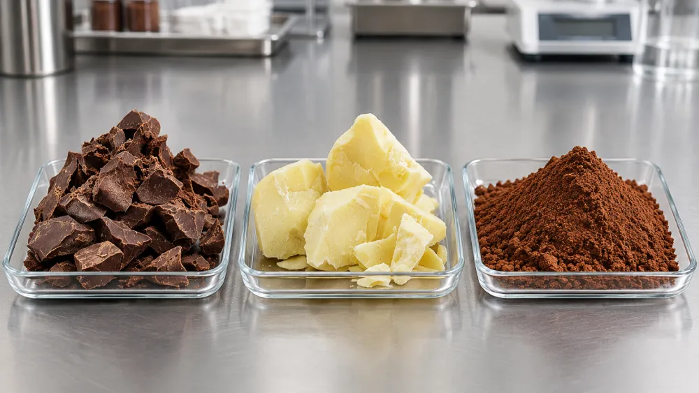 Comparison of cocoa liquor, cocoa butter and cocoa powder in cocoa processing